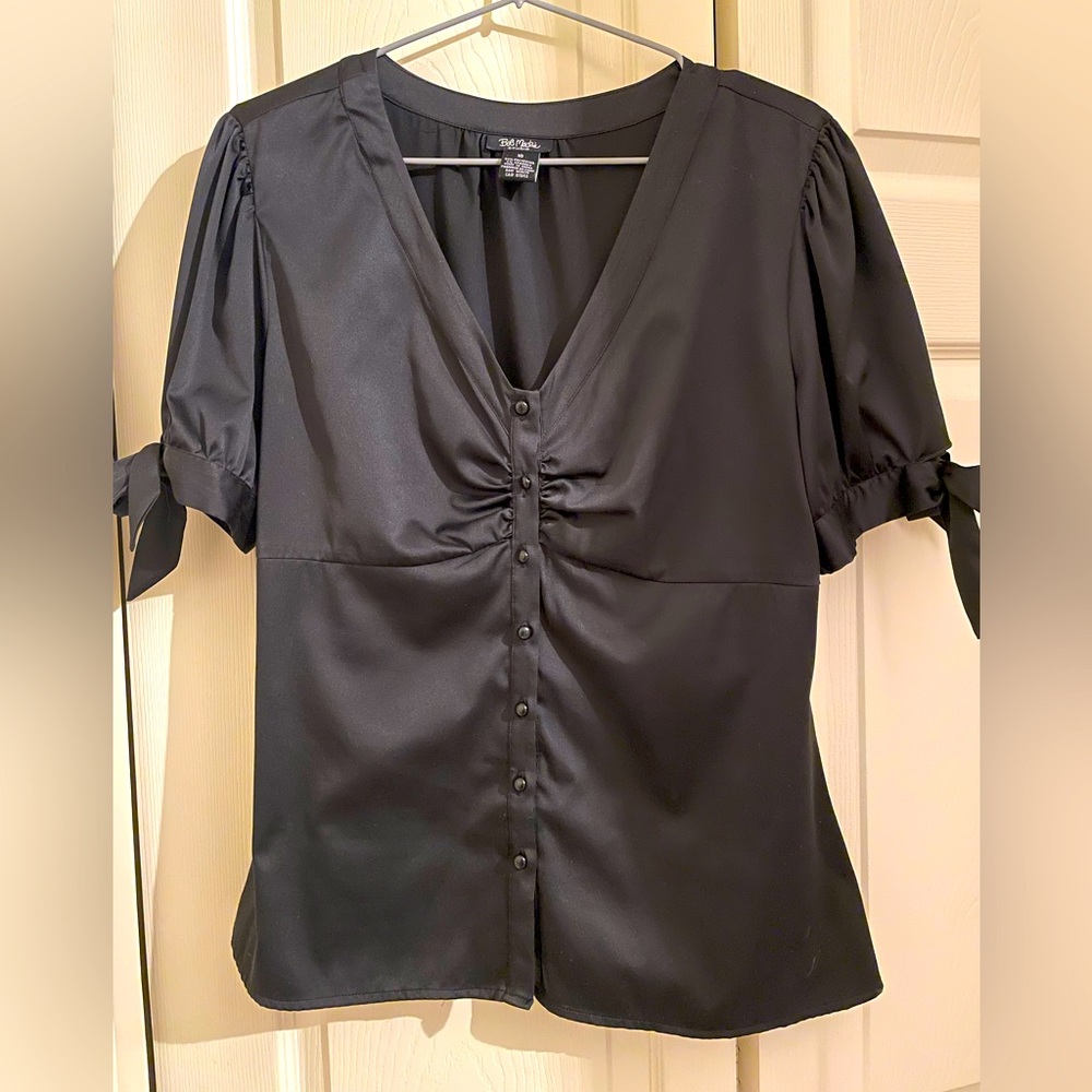 Bob Mackie Studio Womens 10 black silky blouse